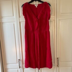 LOFT Bold Red 100% Silk Midi Dress